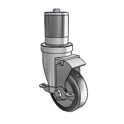30 Series Expanding Adapter Zinc Swivel Caster with 5 x 1.25 Hard Rubber (+ Side Plates) Wheel and VertiLoc Brake