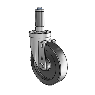 30 Series Expanding Adapter Zinc Swivel Caster with 5 x 1.25 Polyolefin Wheel