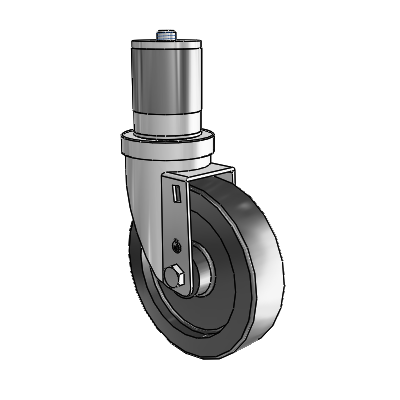 30 Series Expanding Adapter Zinc Swivel Caster with 5 x 1.25 Polyolefin Wheel