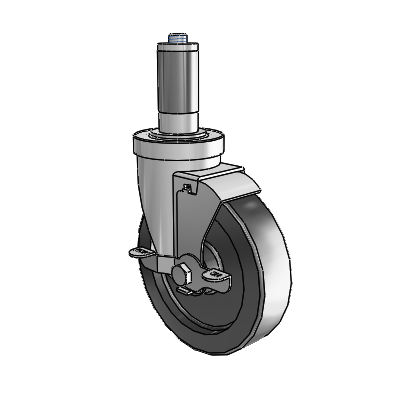 30 Series Expanding Adapter Zinc Swivel Caster with 5 x 1.25 Polyolefin Wheel and VertiLoc Brake