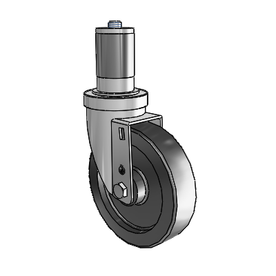 30 Series Expanding Adapter Zinc Swivel Caster with 5 x 1.25 Polyolefin Wheel