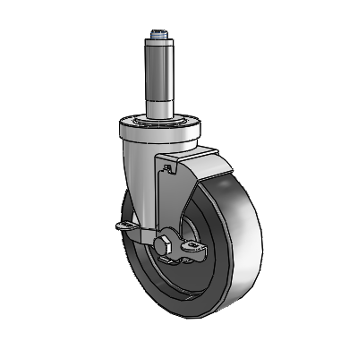 30 Series Expanding Adapter Zinc Swivel Caster with 5 x 1.5 Hi-Temp Resin Wheel and VertiLoc Brake