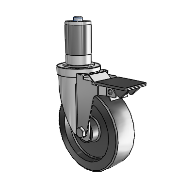 30 Series Expanding Adapter Zinc Swivel Caster with 5 x 1.5 Hi-Temp Resin Wheel and PosiLoc Brake
