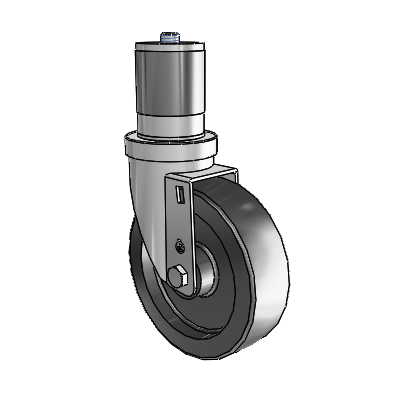30 Series Expanding Adapter Zinc Swivel Caster with 5 x 1.5 Hi-Temp Resin Wheel