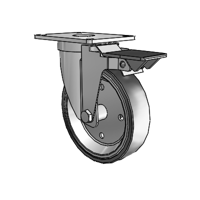 S30 Series Top Plate Stainless Steel Swivel Caster with 5 x 1.25 Welded Disc Polyurethane Wheel and PosiLoc Brake