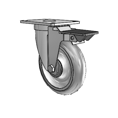 S30 Series Top Plate Stainless Steel Swivel Caster with 5 x 1.25 Advantage TPR (Round) Wheel and PosiLoc Brake