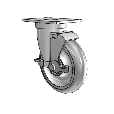 S30 Series Top Plate Stainless Steel Swivel Caster with 5 x 1.25 Advantage TPR (Round) Wheel and VertiLoc Brake