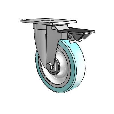 S30 Series Top Plate Stainless Steel Swivel Caster with 5 x 1.25 Advantage Health Wheel and PosiLoc Brake