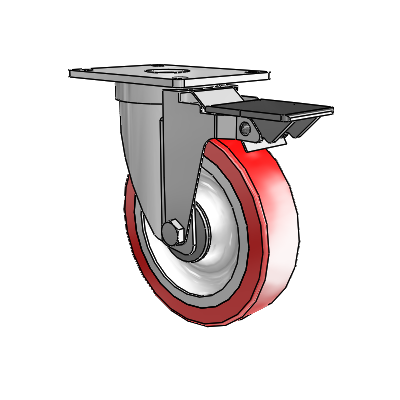 S30 Series Top Plate Stainless Steel Swivel Caster with 5 x 1.25 Advantage Heat (Flat) Wheel and PosiLoc Brake
