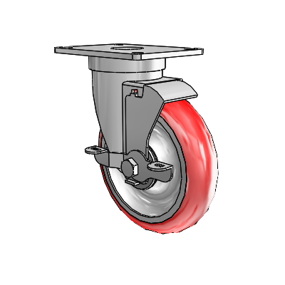 S30 Series Top Plate Stainless Steel Swivel Caster with 5 x 1.25 Advantage Heat (Round) Wheel and VertiLoc Brake