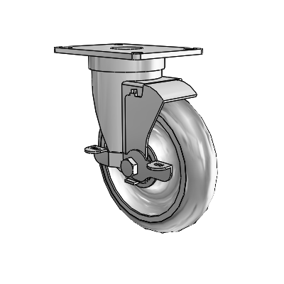 S30 Series Top Plate Stainless Steel Swivel Caster with 5 x 1.25 PolyLock (Grey) Wheel and VertiLoc Brake
