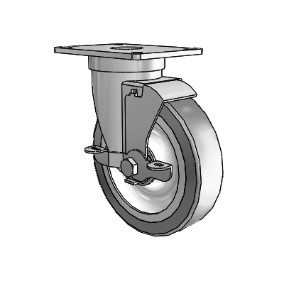 S30 Series Top Plate Stainless Steel Swivel Caster with 5 x 1.25 Advantage TPR (Flat) Wheel and VertiLoc Brake