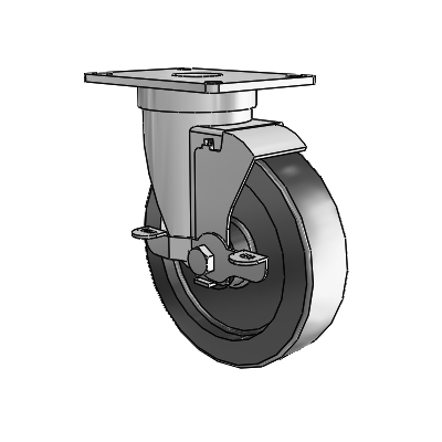 S30 Series Top Plate Stainless Steel Swivel Caster with 5 x 1.25 Polyolefin Wheel and VertiLoc Brake