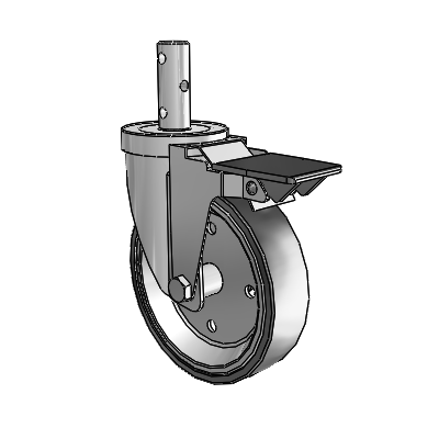 S30 Series Round Stem Stainless Steel Swivel Caster with 5 x 1.25 Welded Disc Polyurethane Wheel and PosiLoc Brake