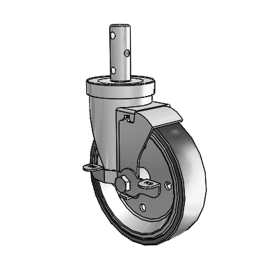 S30 Series Round Stem Stainless Steel Swivel Caster with 5 x 1.25 Welded Disc Polyurethane Wheel and VertiLoc Brake
