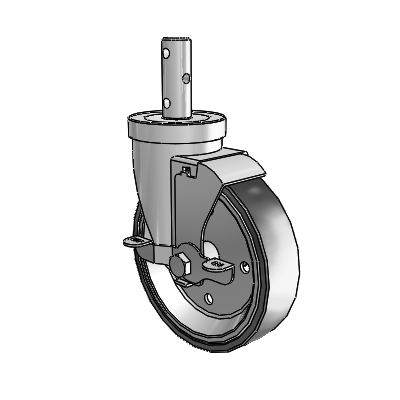 S30 Series Round Stem Stainless Steel Swivel Caster with 5 x 1.25 Welded Disc Polyurethane Wheel and VertiLoc Brake