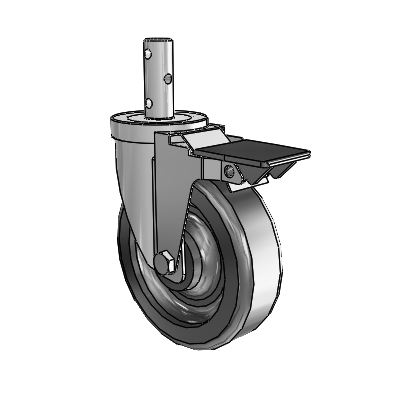S30 Series Round Stem Stainless Steel Swivel Caster with 5 x 1.5 Phenolic Wheel and PosiLoc Brake