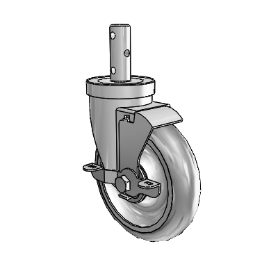 S30 Series Round Stem Stainless Steel Swivel Caster with 5 x 1.25 Advantage TPR (Round) Wheel and VertiLoc Brake