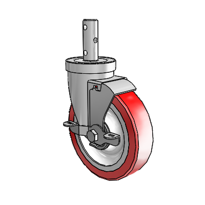 S30 Series Round Stem Stainless Steel Swivel Caster with 5 x 1.25 Advantage Heat (Flat) Wheel and VertiLoc Brake