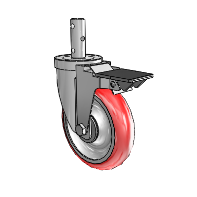 S30 Series Round Stem Stainless Steel Swivel Caster with 5 x 1.25 Advantage Heat (Round) Wheel and PosiLoc Brake