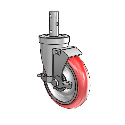 S30 Series Round Stem Stainless Steel Swivel Caster with 5 x 1.25 Advantage Heat (Round) Wheel and VertiLoc Brake