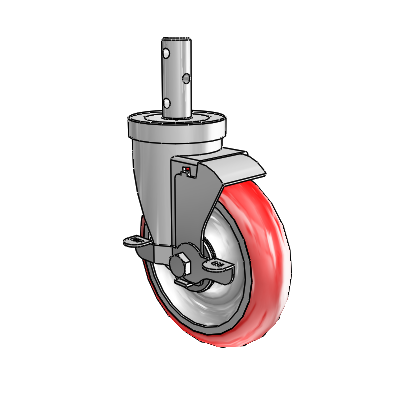 S30 Series Round Stem Stainless Steel Swivel Caster with 5 x 1.25 Advantage Heat (Round) Wheel and VertiLoc Brake