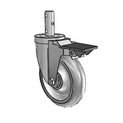 S30 Series Round Stem Stainless Steel Swivel Caster with 5 x 1.25 PolyLock (Grey) Wheel and PosiLoc Brake