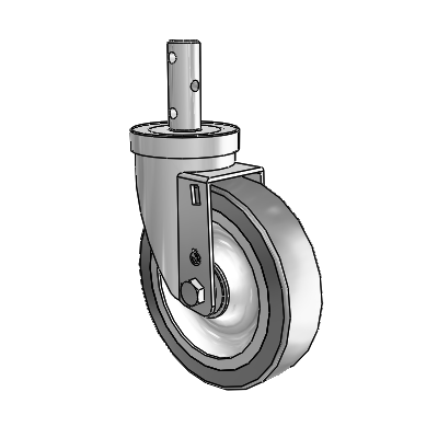 S30 Series Round Stem Stainless Steel Swivel Caster with 5 x 1.25 Advantage TPR (Flat) Wheel