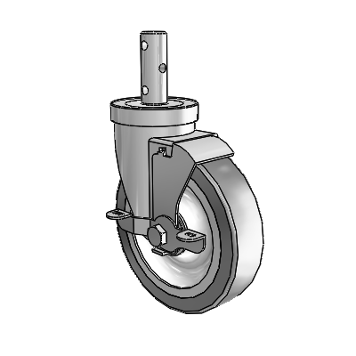 S30 Series Round Stem Stainless Steel Swivel Caster with 5 x 1.25 Advantage TPR (Flat) Wheel and VertiLoc Brake