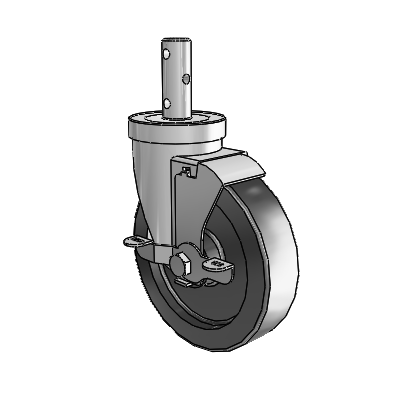 S30 Series Round Stem Stainless Steel Swivel Caster with 5 x 1.25 Polyolefin Wheel and VertiLoc Brake