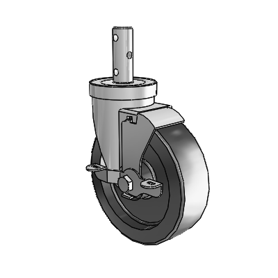 S30 Series Round Stem Stainless Steel Swivel Caster with 5 x 1.5 Hi-Temp Resin Wheel and VertiLoc Brake