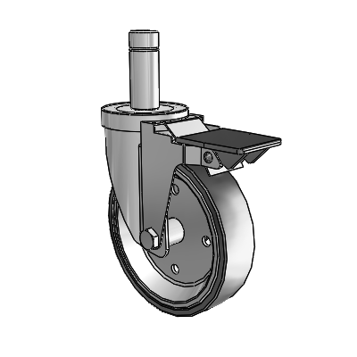 S30 Series Grip Ring Stainless Steel Swivel Caster with 5 x 1.25 Welded Disc Polyurethane Wheel and PosiLoc Brake