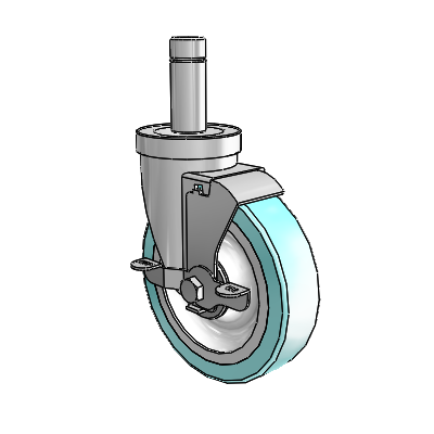 S30 Series Grip Ring Stainless Steel Swivel Caster with 5 x 1.25 Advantage Health Wheel and VertiLoc Brake
