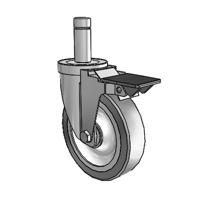 S30 Series Grip Ring Stainless Steel Swivel Caster with 5 x 1.25 Advantage TPR (Flat) Wheel and PosiLoc Brake