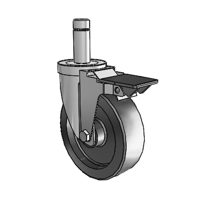 S30 Series Grip Ring Stainless Steel Swivel Caster with 5 x 1.5 Hi-Temp Resin Wheel and PosiLoc Brake