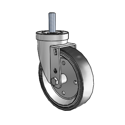 S30 Series Threaded Stem Stainless Steel Swivel Caster with 5 x 1.25 Welded Disc Polyurethane Wheel
