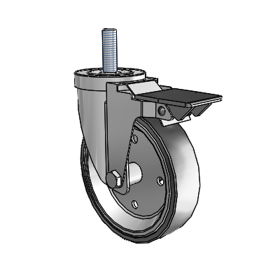 S30 Series Threaded Stem Stainless Steel Swivel Caster with 5 x 1.25 Welded Disc Polyurethane Wheel and PosiLoc Brake