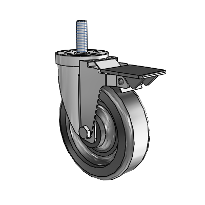 S30 Series Threaded Stem Stainless Steel Swivel Caster with 5 x 1.5 Phenolic Wheel and PosiLoc Brake