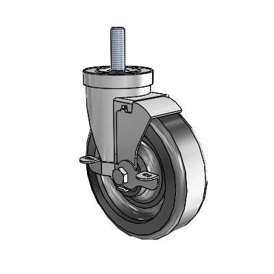 S30 Series Threaded Stem Stainless Steel Swivel Caster with 5 x 1.5 Phenolic Wheel and VertiLoc Brake