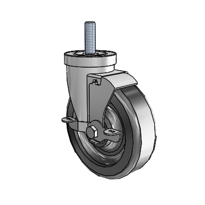 S30 Series Threaded Stem Stainless Steel Swivel Caster with 5 x 1.5 Phenolic Wheel and VertiLoc Brake