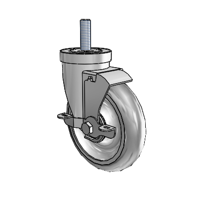 S30 Series Threaded Stem Stainless Steel Swivel Caster with 5 x 1.25 Advantage TPR (Round) Wheel and VertiLoc Brake