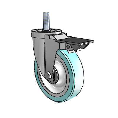 S30 Series Threaded Stem Stainless Steel Swivel Caster with 5 x 1.25 Advantage Health Wheel and PosiLoc Brake