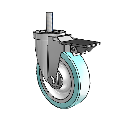 S30 Series Threaded Stem Stainless Steel Swivel Caster with 5 x 1.25 Advantage Health Wheel and PosiLoc Brake
