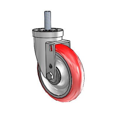 S30 Series Threaded Stem Stainless Steel Swivel Caster with 5 x 1.25 Advantage Heat (Round) Wheel