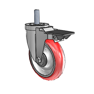 S30 Series Threaded Stem Stainless Steel Swivel Caster with 5 x 1.25 Advantage Heat (Round) Wheel and PosiLoc Brake