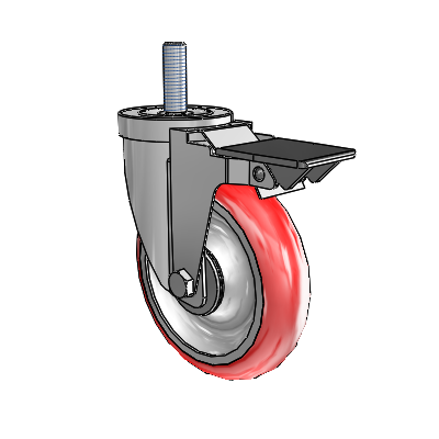 S30 Series Threaded Stem Stainless Steel Swivel Caster with 5 x 1.25 Advantage Heat (Round) Wheel and PosiLoc Brake