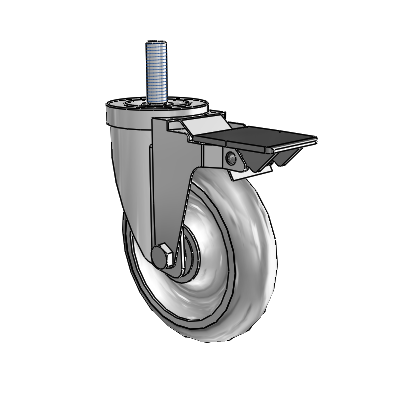 S30 Series Threaded Stem Stainless Steel Swivel Caster with 5 x 1.25 PolyLock (Grey) Wheel and PosiLoc Brake