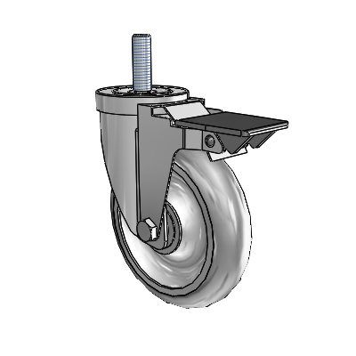 S30 Series Threaded Stem Stainless Steel Swivel Caster with 5 x 1.25 PolyLock (Grey) Wheel and PosiLoc Brake