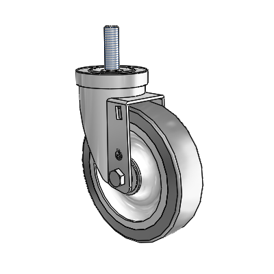 S30 Series Threaded Stem Stainless Steel Swivel Caster with 5 x 1.25 Advantage TPR (Flat) Wheel