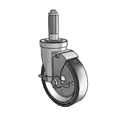 S30 Series Expanding Adapter Stainless Steel Swivel Caster with 5 x 1.25 Welded Disc Polyurethane Wheel and VertiLoc Brake